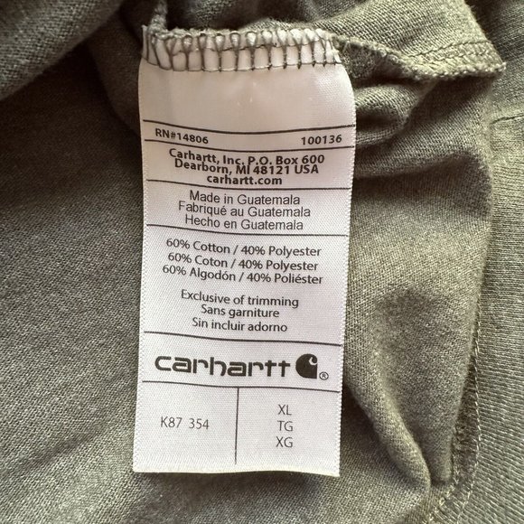 Carhartt Pocket Tee Men's Sz XL, Short Sleeve, Loose Fit, Crewneck Green/Grey - Picture 11 of 12